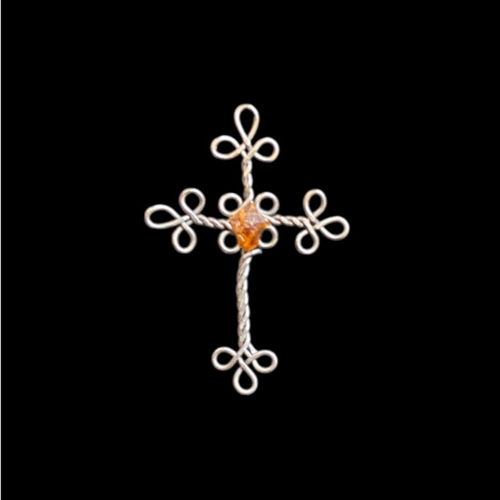 Elegant Wire Cross Pendant - Hand made